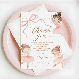 Elegant Pink Coquette Ballerina Girl Birthday サンキューカード