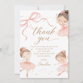 Elegant Pink Coquette Ballerina Girl Birthday サンキューカード (正面)