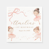 Elegant Pink Coquette Ballerina Girl Birthday スタンダードカクテルナプキン (正面)