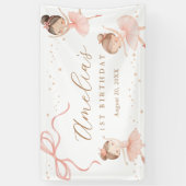 Elegant Pink Coquette Ballerina Girl Birthday 横断幕 (縦)