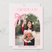 Elegant Pink Coquette Bow 5 Photo Graduation  案内状 (正面)