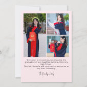 Elegant Pink Coquette Bow 5 Photo Graduation  案内状 (裏面)