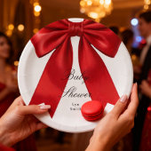 Elegant Pink Coquette Bow Baby Shower Girl  ペーパープレート