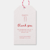 Elegant Pink Coquette Bow Bachelorette Thank You ギフトタグ (正面)