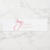 Elegant Pink Coquette Bow Girl Baby Shower ペットボトルラベル (シングルラベル)