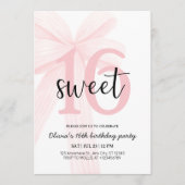 Elegant Pink Coquette Bow Sweet 16 Birthday 招待状 (正面)