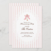 Elegant Pink Coquette Gold Key Housewarming 招待状 (正面/裏面)