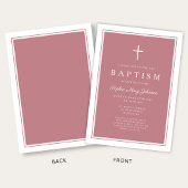 Elegant Pink Cross Baby Girl Baptism 招待状