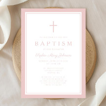Elegant Pink Cross Baby Girl Baptism