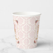 Elegant Pink Damask Princess Carriage Baby Shower 紙コップ (右)