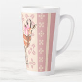 Elegant Pink Doe-patterned Christmas  カフェラテマグ (右)