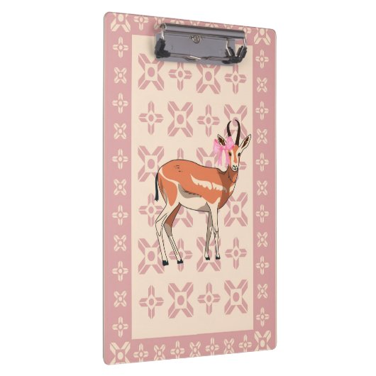 Elegant Pink Doe-patterned Christmas  クリップボード (右)