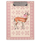Elegant Pink Doe-patterned Christmas  クリップボード (正面)