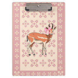 Elegant Pink Doe-patterned Christmas  クリップボード