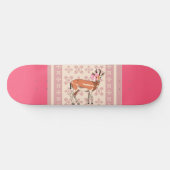 Elegant Pink Doe-patterned Christmas  スケートボード (横)
