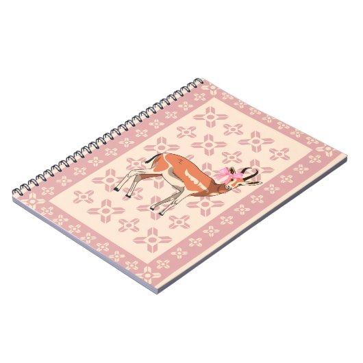 Elegant Pink Doe-patterned Christmas  ノートブック (左側)