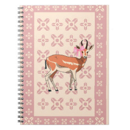 Elegant Pink Doe-patterned Christmas  ノートブック