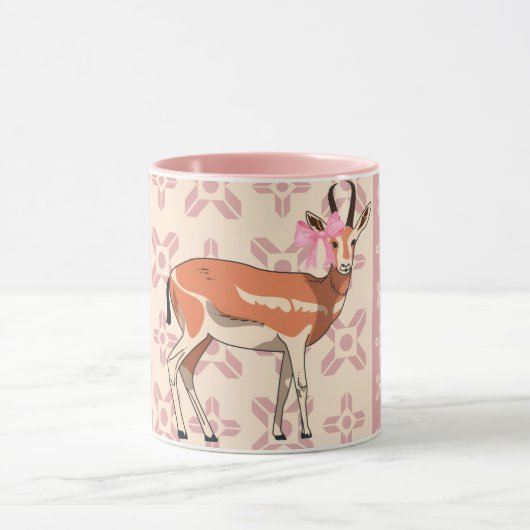 Elegant Pink Doe-patterned Christmas  マグカップ (中央)