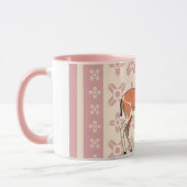 Elegant Pink Doe-patterned Christmas  マグカップ (左)