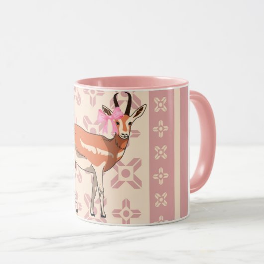 Elegant Pink Doe-patterned Christmas  マグカップ (正面右)