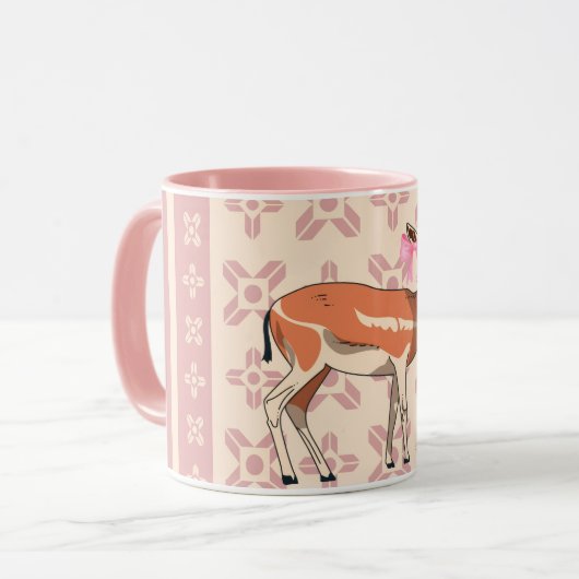 Elegant Pink Doe-patterned Christmas  マグカップ (正面左)