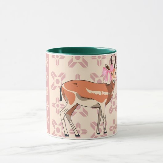 Elegant Pink Doe-patterned Christmas  マグカップ (中央)