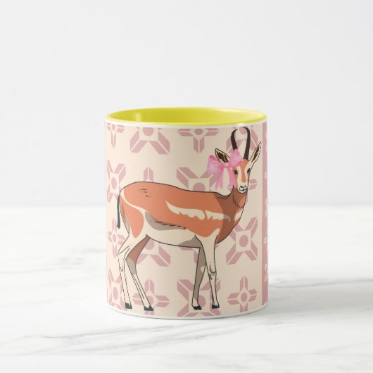 Elegant Pink Doe-patterned Christmas  マグカップ (中央)