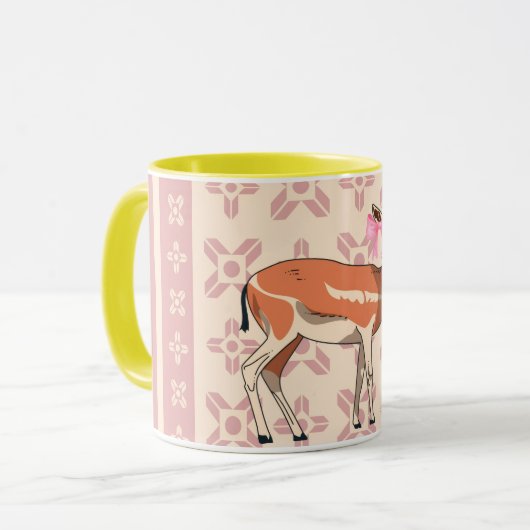 Elegant Pink Doe-patterned Christmas マグカップ (正面左)