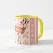 Elegant Pink Doe-patterned Christmas マグカップ (正面右)