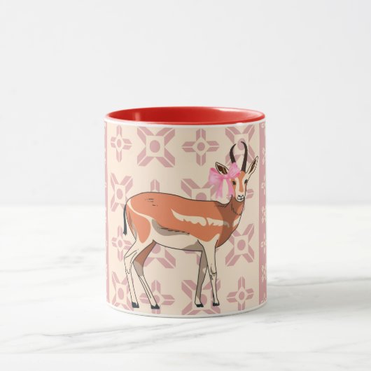 Elegant Pink Doe-patterned Christmas  マグカップ (中央)