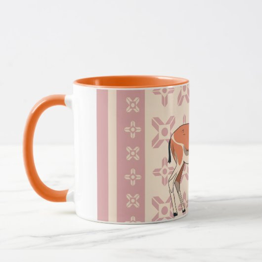 Elegant Pink Doe-patterned Christmas マグカップ (左)