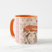 Elegant Pink Doe-patterned Christmas マグカップ (正面左)