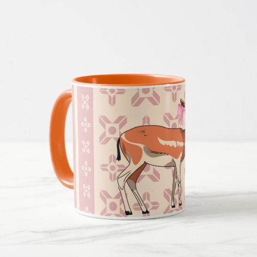 Elegant Pink Doe-patterned Christmas マグカップ (正面左)