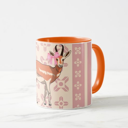 Elegant Pink Doe-patterned Christmas マグカップ (正面右)