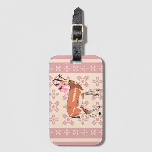 Elegant Pink Doe-patterned Christmas  ラゲッジタグ (正面縦)