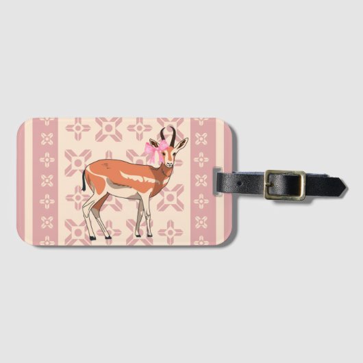 Elegant Pink Doe-patterned Christmas  ラゲッジタグ (正面横)