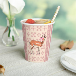 Elegant Pink Doe-patterned Christmas  紙コップ