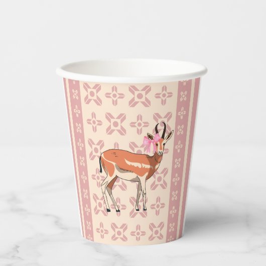Elegant Pink Doe-patterned Christmas  紙コップ (正面)