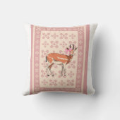 Elegant Pink Doe-patterned Christmas Pillow クッション (裏面)