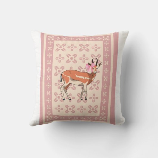 Elegant Pink Doe-patterned Christmas Pillow クッション (裏面)
