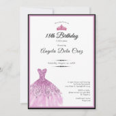 Elegant pink dress 18th birthday debut 招待状 (正面)