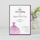 Elegant pink dress 18th birthday debut 招待状 (スタンド正面)