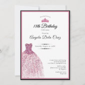 Elegant pink dress 18th birthday debut 招待状 (正面)
