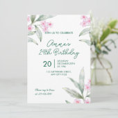 Elegant Pink Floral 24th Birthday Invitation 招待状 (スタンド正面)