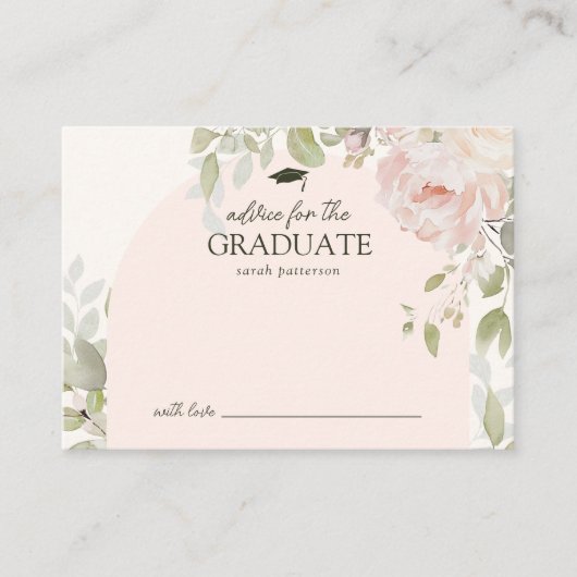 Elegant Pink Floral Advice for the Grad エンクロージャーカード (正面)