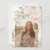 Elegant Pink Floral Arch Photo Graduation  案内状 (正面)
