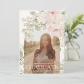 Elegant Pink Floral Arch Photo Graduation  案内状 (スタンド正面)