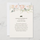 Elegant Pink Floral Arch Photo Graduation  案内状 (裏面)