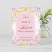 Elegant Pink Floral Baby Shower 招待状 (スタンド正面)