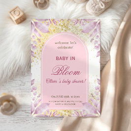 Elegant Pink Floral Baby Shower 招待状